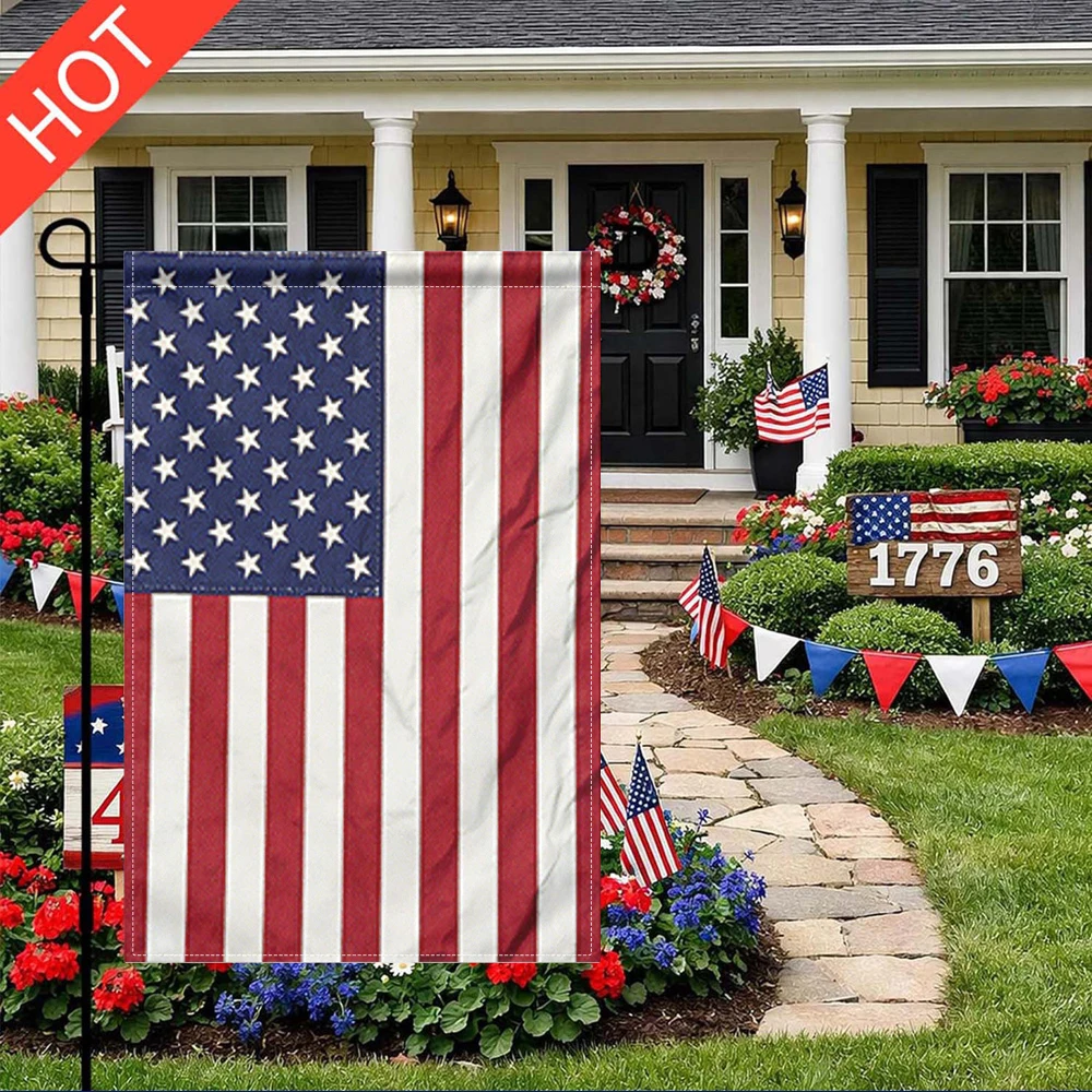 

Double Sided Printed US American Flag Garden Flag, No Flagpole Included, Outdoor Patriotic Decor