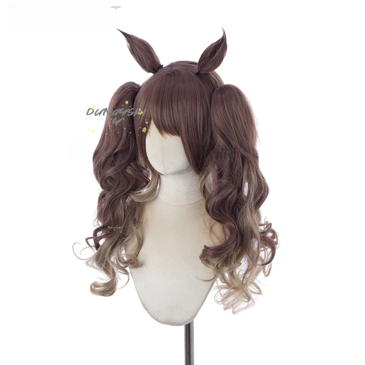 Uma Musume Tosen Jordanann Anime Game Cosplay Wig Synthetic Brown Ponytail Hair Perfect For Halloween Party Role-playing
