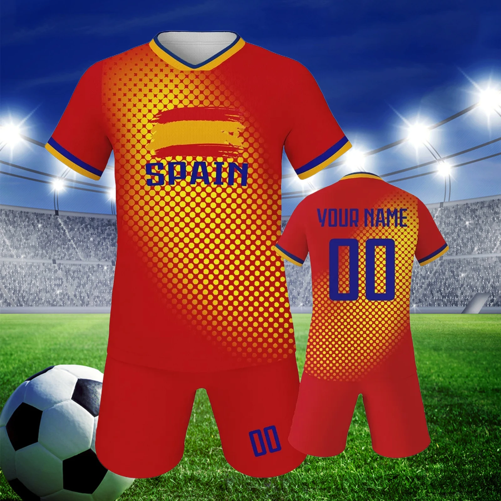 Custom Spain Kids Soccer Jersey Personalized  Football Shirt with Print Name Number Youth Team Training Sportswear 3-14Y