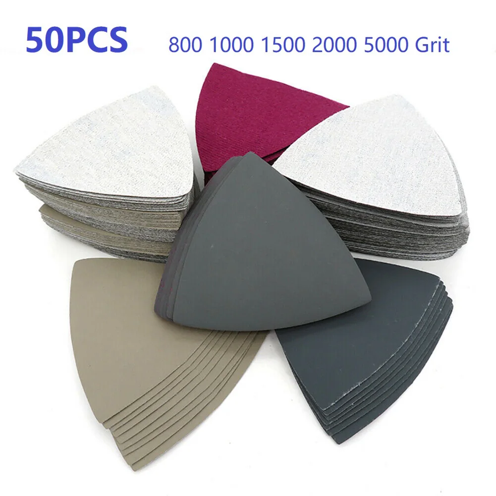 50pcs Water/Dry Triangle Sanding Paper 90mm Sanding Disc 800 1000 1500 2000 5000 Grit Sand Paper Abrasive Tools