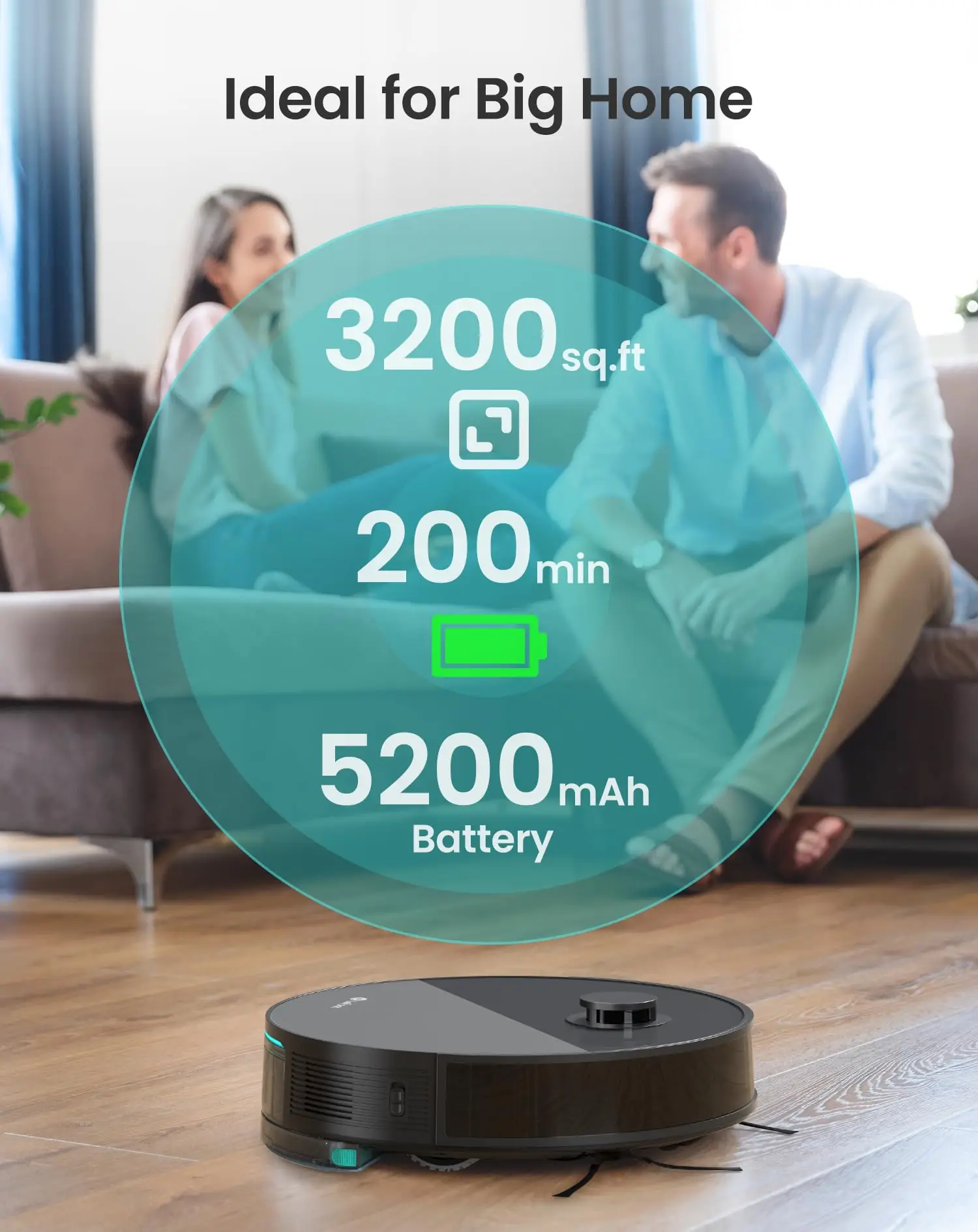 Lefant N3 Robot Vacuum and Mop Combo, 4000Pa Suction, Precision Mapping with Lidar & dToF Sensors,  WiFi/App/Alexa Control,N3