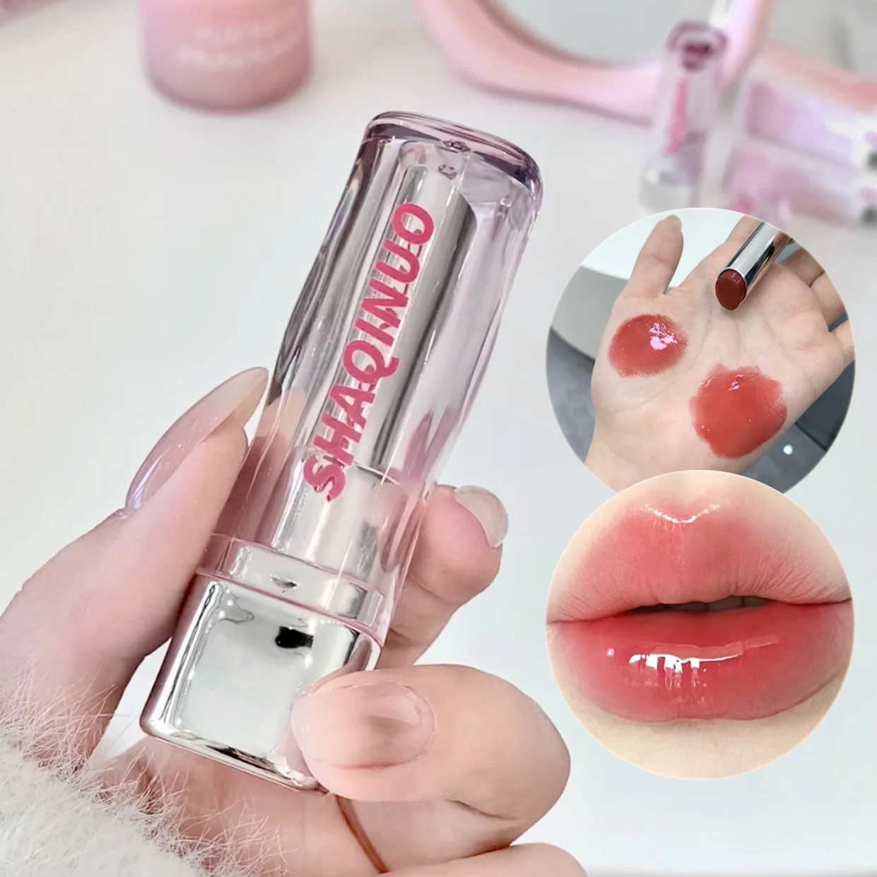 Shaqinuo Jelly Not-Stick Cup Lipglazuur Semi-Transparante Lipgloss Efficiënte Hydraterende Spiegel Lippenstift Blijvende Voedende Make-Up