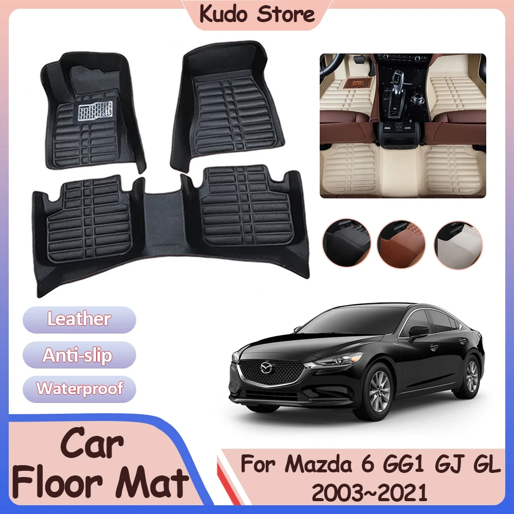 

Car Floor Mat for Mazda 6 GG1 GH1 2 GJ1 GL Ultra 2003~2021 Foot Parts Custom Leather Panel Liner Carpet Rug Interior Accessories