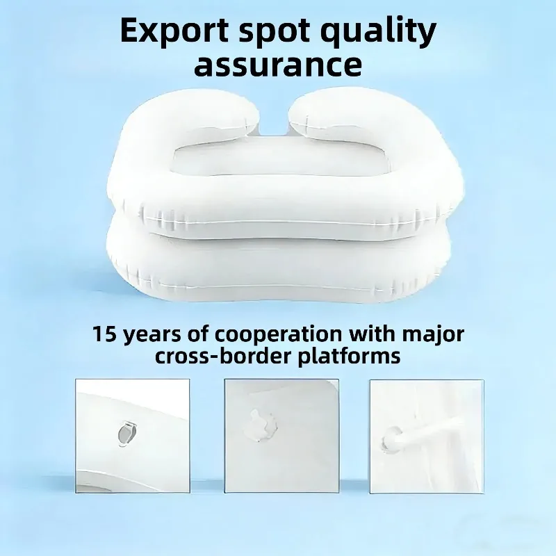 

Надувная ванночка для мытья головы из ПВХ, экологичная и безопасная для здоровья, удобная квадратная ванночка для мытья ног и головы.