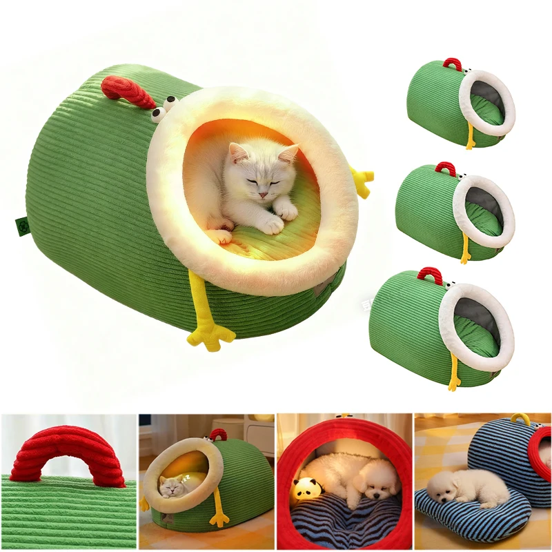 

Foldable Pet House Removable Washable Cat Bed Puppy Cave Sofa Design for Small Medium Cats Dogs All Season Portable Warm Shelter