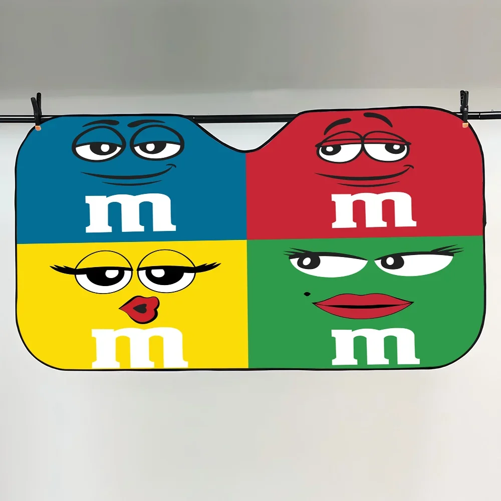 M & Ms الشوكولاته ساخنة الزجاج الأمامي ظلة نافذة السيارة غطاء الزجاج الأمامي الشمس الظل السيارات الشمس قناع سيارة يغطي