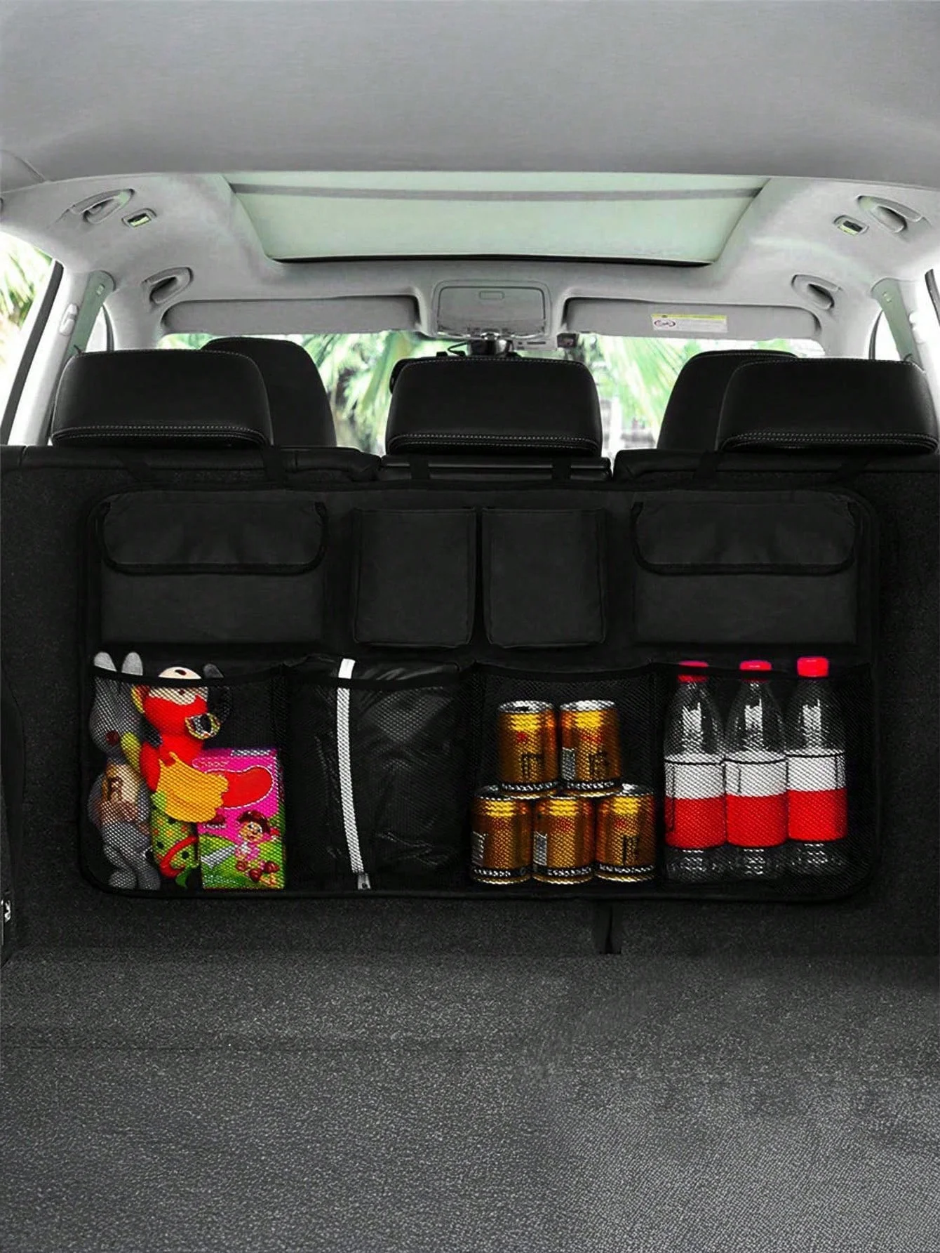 

Car Trunk Organizer – Waterproof Oxford Fabric Cargo Storage Bag with 8 Pockets, Velcro & Buckle Fastening, Foldable Design for