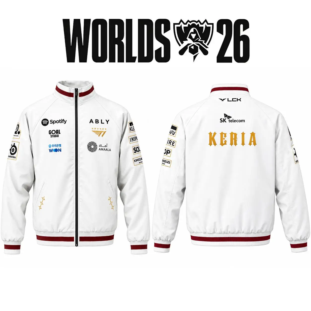2026 T1 Worlds Uniform Jacket Autumn Streetwear LCK Esports Team Stand Collar Sweatshirt Men Women Fans Can Customize Tops