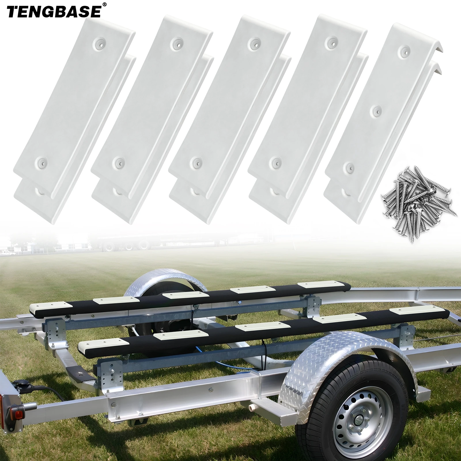 Boat Trailer Bunk Slide Pads and Boat Trailer Glide Bunk Enders For Launching & Loading Boat on/Off Trailer Easier 3