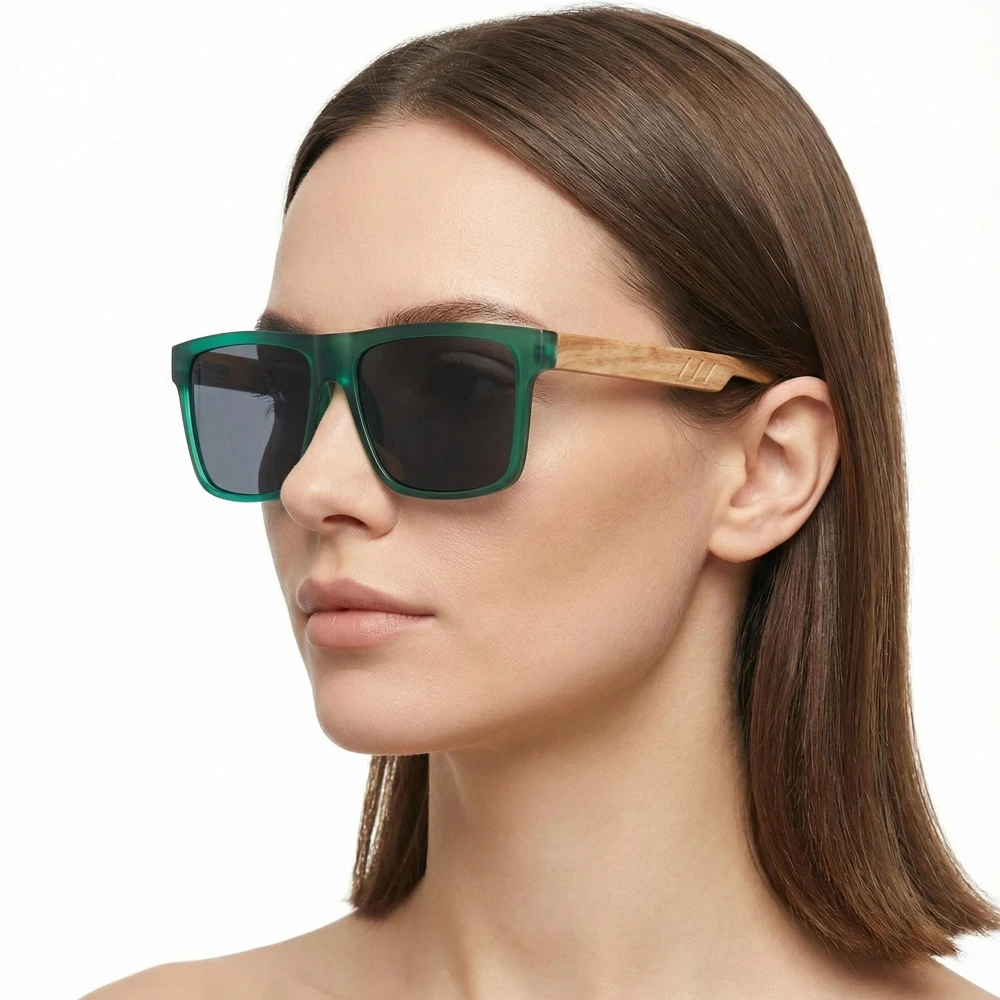 Vintage Holzmaserung Sonnenbrille für Männer und Frauen Klassische Leichte Eckige Sonnenbrillen Modische Tägliche Dekorative Brillen UV400-Schutz – Detail 2