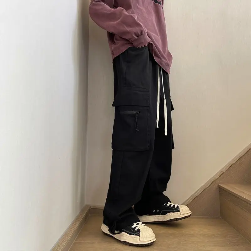 ركض ملابس العمل الرجال السراويل البضائع المشي لمسافات طويلة الأخضر الفاخرة Harajuku جديد في فضفاض الكورية نمط Y2k خمر القطن طويل الذكور السراويل