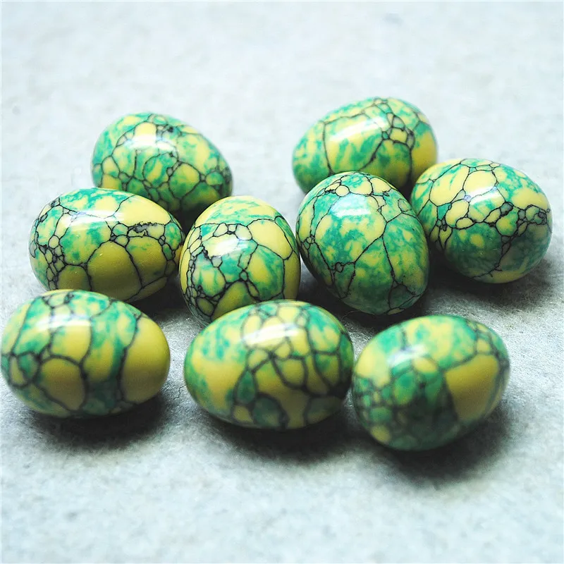 8PCS New Crack Turquoise Stone Egg Shape 15X20MM NO HOLE For Jewelry Display Or Craft Showing Good For Your Usings Free Shipping