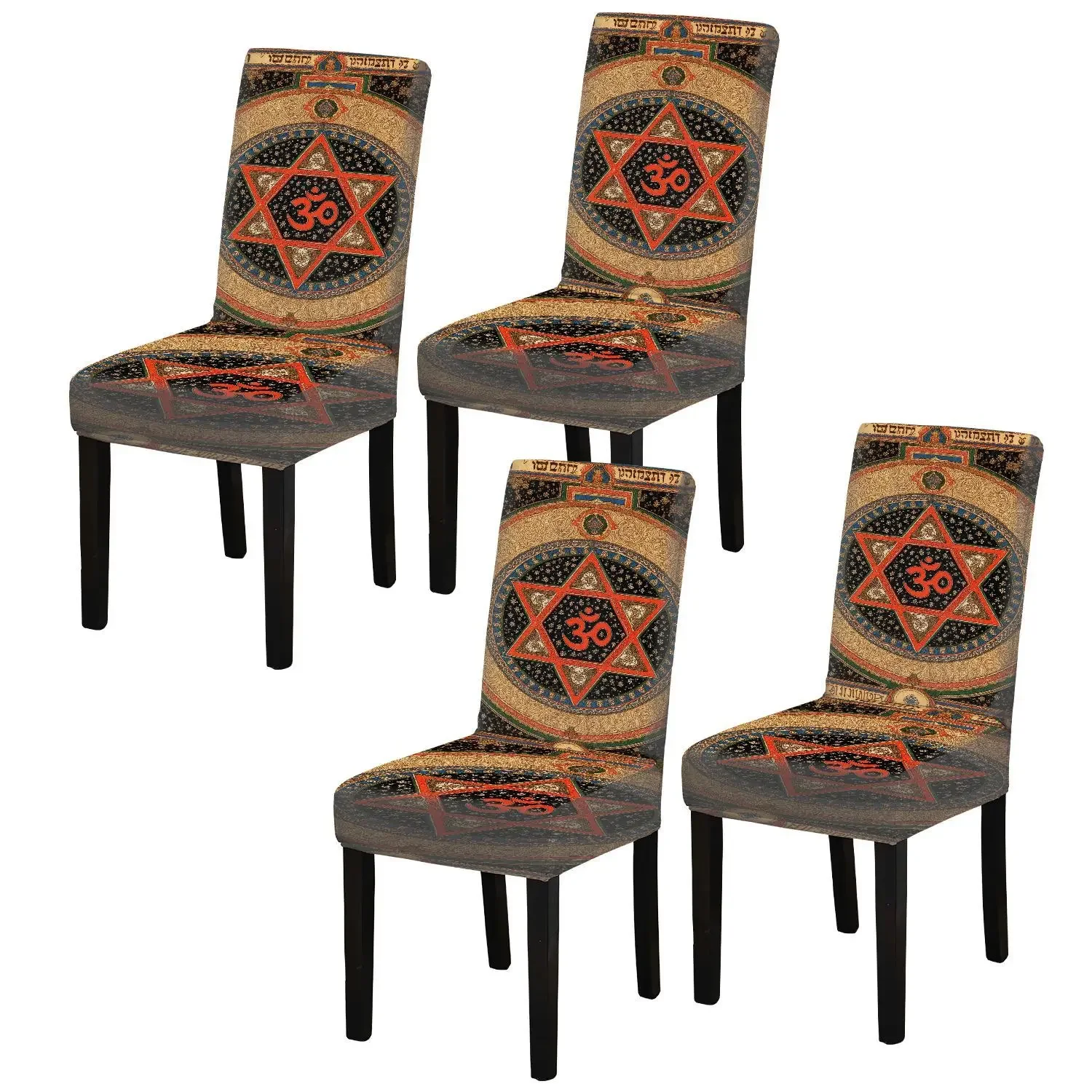 Stretch print dining chair cover, washable anti-grab dining chair cover, bohemian pattern