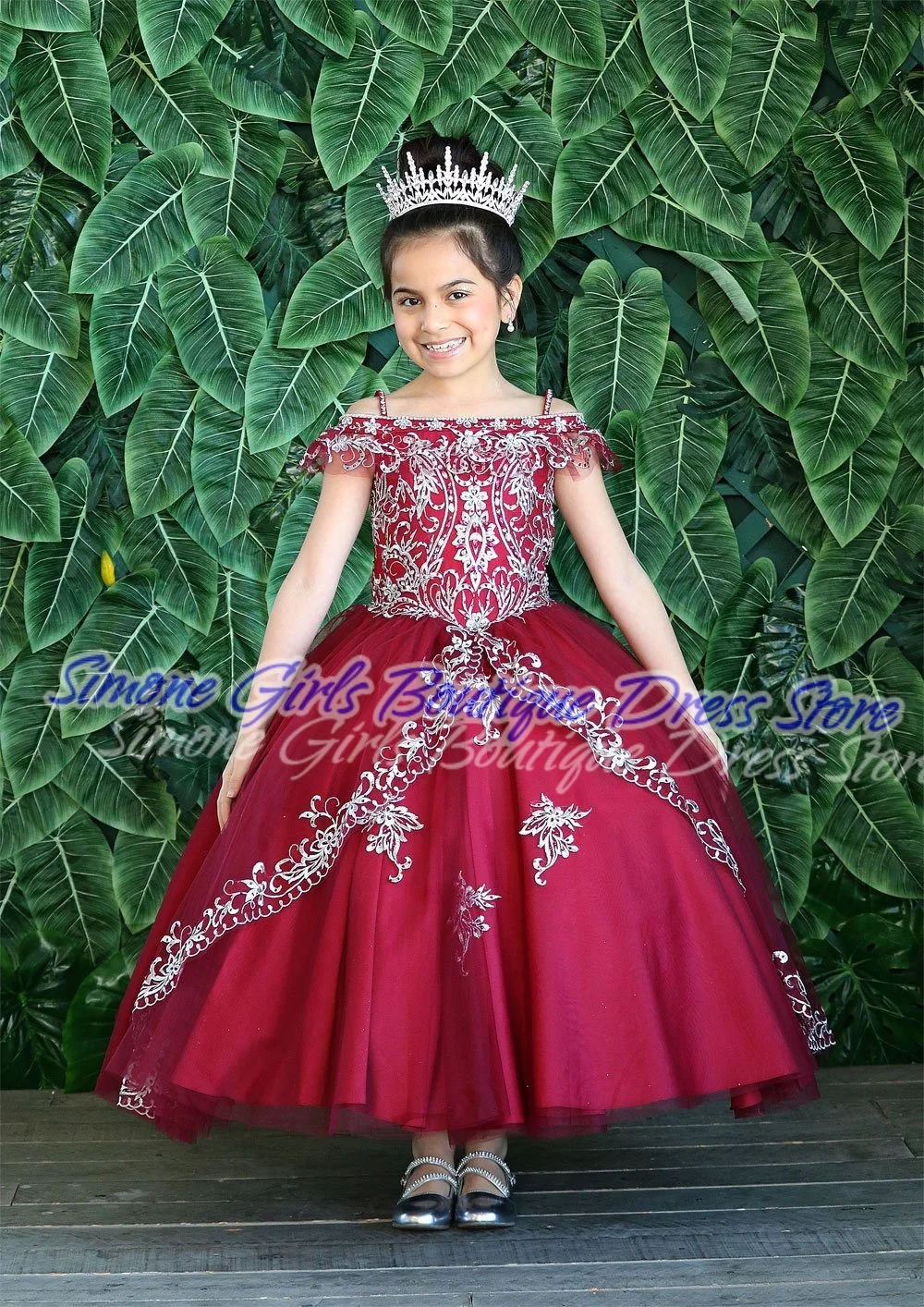 

fluffy Red off-the-shoulder princess dress Flower Girl Dress for Wedding Ceremonies Birthday party Dance Performances Parties