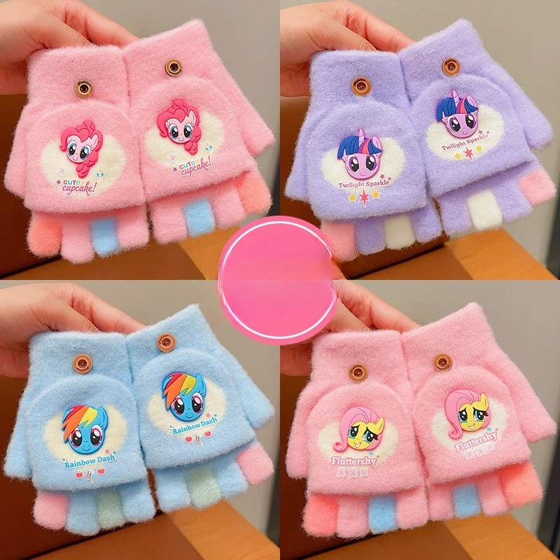 Miniso gants aveugles Little Pony pour enfants pour l'automne et l'hiver gants d'écriture chauds en polaire épaisse à cinq doigts