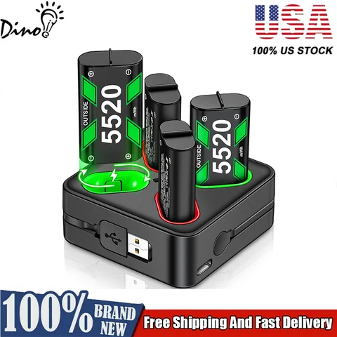 Pacco batteria ricaricabile per controller Xbox One con 4x5520 mWh per Xbox Series X | S, stazione caricabatteria per Xbox One S/X/Elite