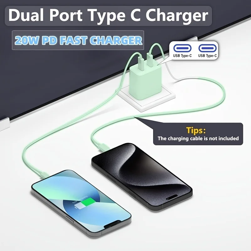 Fast Charging For IPhone Charger Dual Port 20W+20W Power Adapter Universal Compatibility For IPhone 15/15pro/14/13/12/11 IPad