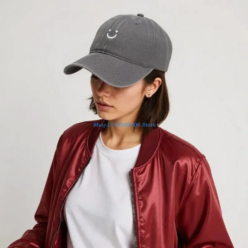 Casquette en coton avec sourire à mode 400A, ajustement réglable pour hommes femmes, activités loisirs en plein air