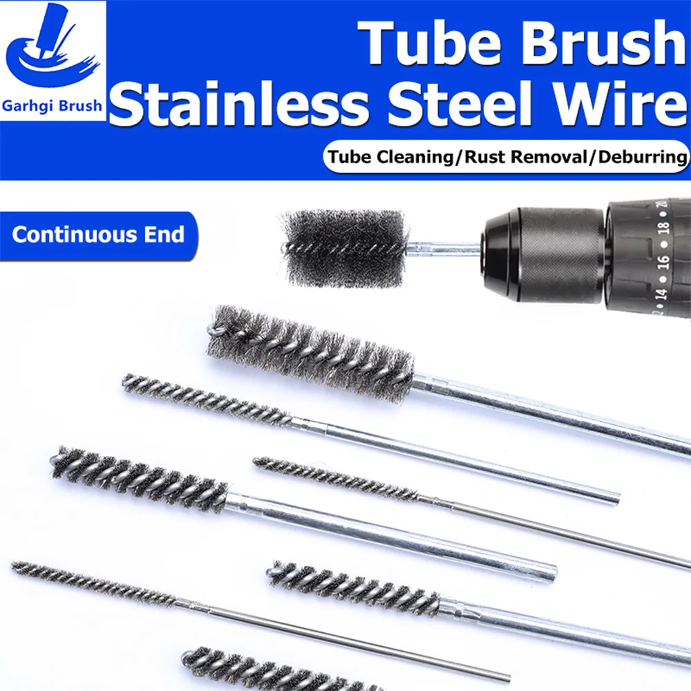 

SS Twisted Wire Brushes for Metal Tube Pipeline Engine Cleaning Deburring Threaded Blind Holes Bores Keyways Drill Attach Tool