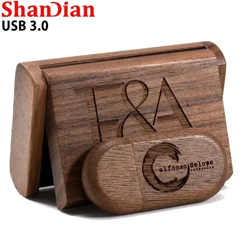 Wedding Gift Usb 3.0 Stick 64GB Custom logo Wooden Box Flash Drives 32GB Pendrive Free sample U Disk 16GB 8GB 4GB Memory Stick