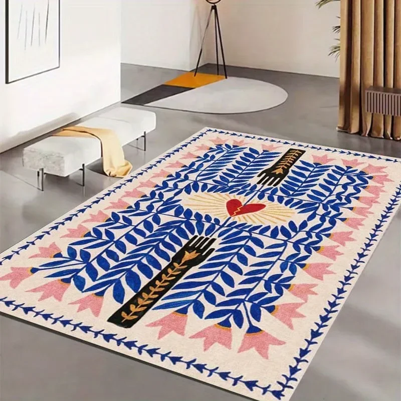 Bohemian Tibetan Tiger Floral Carpet Bedside Floor Mat Anti-slip Vintage Animal Rug Moroccan Carpets for Living Room Decorative