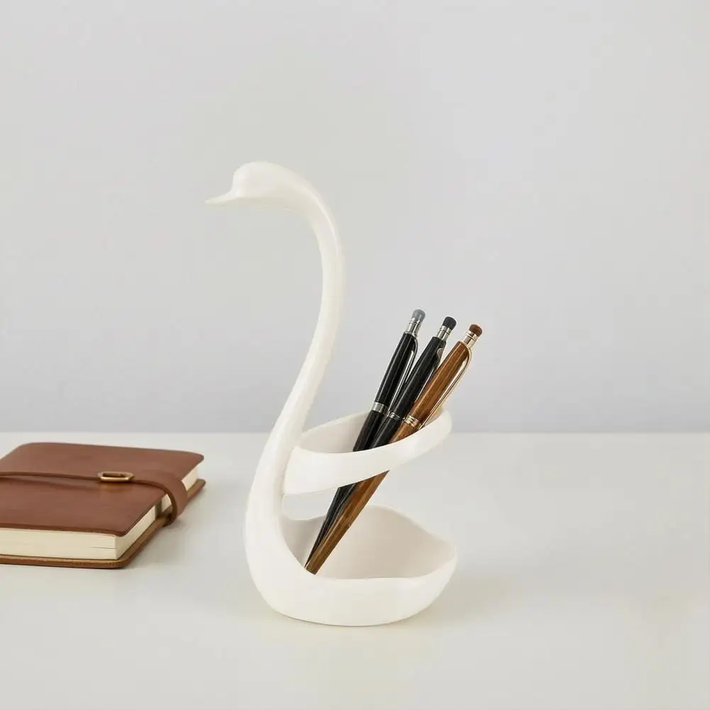 2026 3D Printed Elegant Swan Storage Rack with Ventilation And Draining Base, Multi-Purpose Toothbrush Holder Pen Organizer Cutl