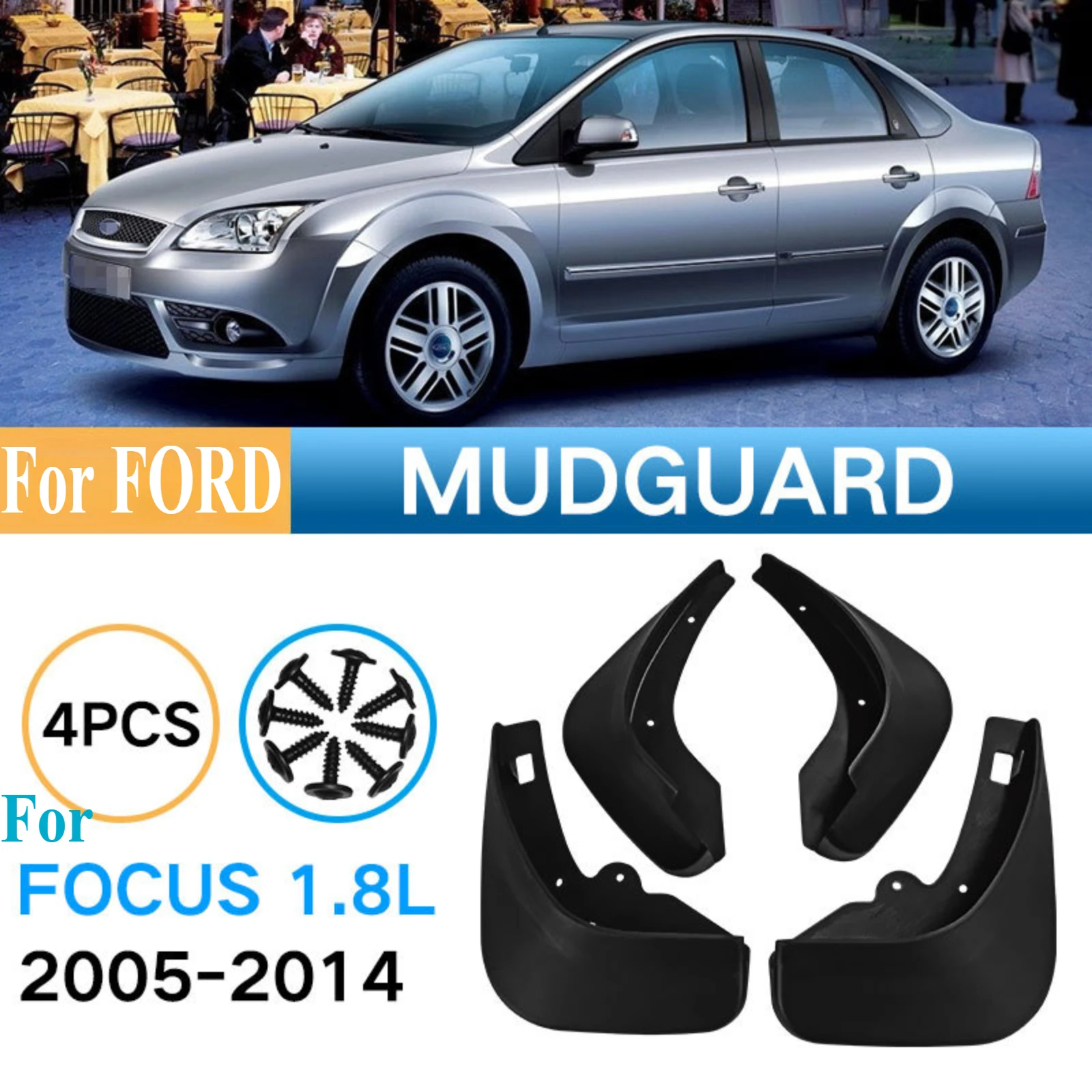 

For Ford Focus 1.8L 2005-2014 Mud Flaps Splash Guards Auto Exterior Fender Protection Accessories Durable Auto Exterior Decor