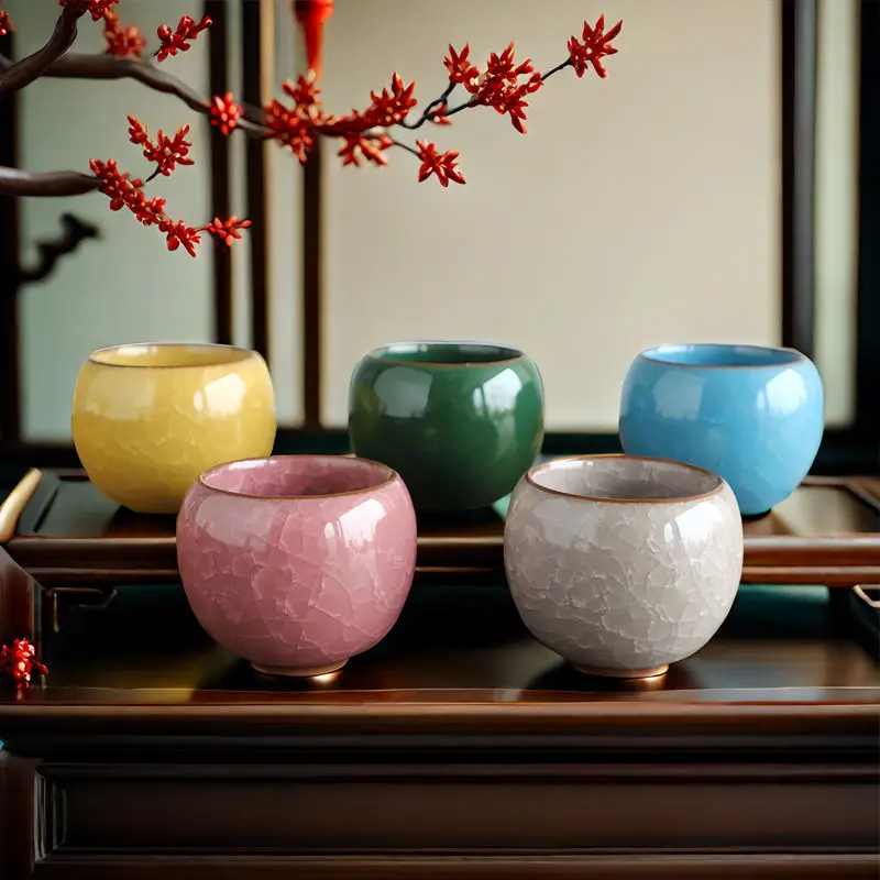 

Ru Kiln Master Cup Ice Crack Anti Scalding Solid Color Ceramic Tea Jar