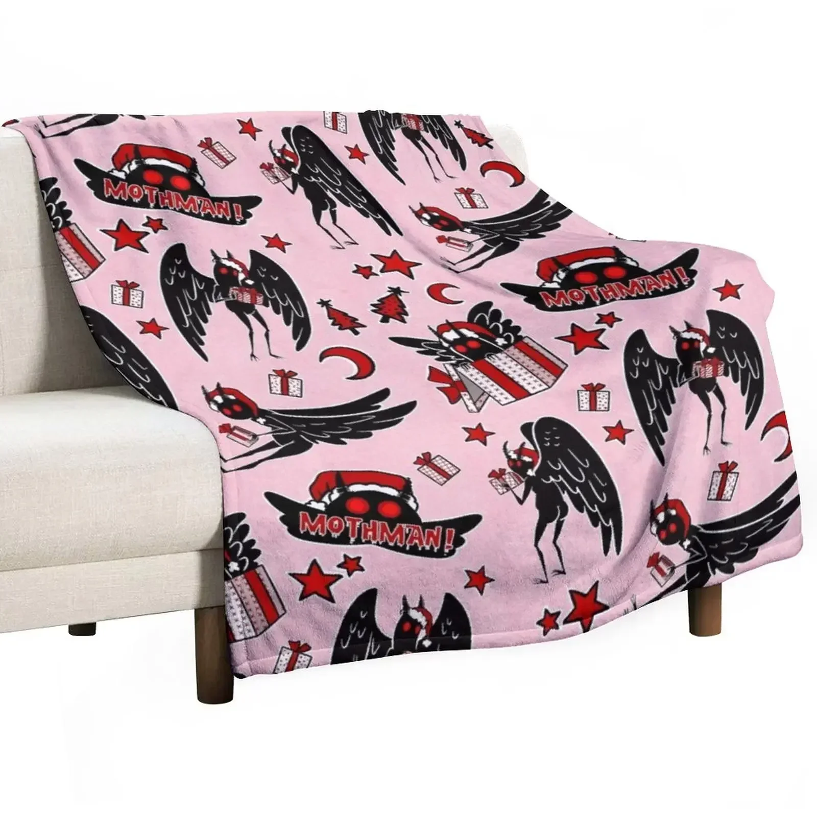Cryptid Christmas Mothman Throw Blanket Large For Decorative Sofa Plaid on the sofa Baby anime Sofa Blankets