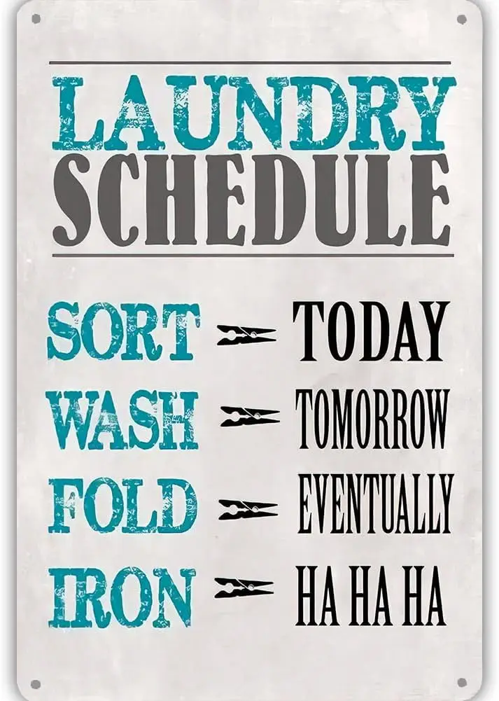 Laundry Sign Laundry Schedule Metal Sign for Laundry Room Cute Bathroom Wall Decor Sign 8x12inches(Q08) sign