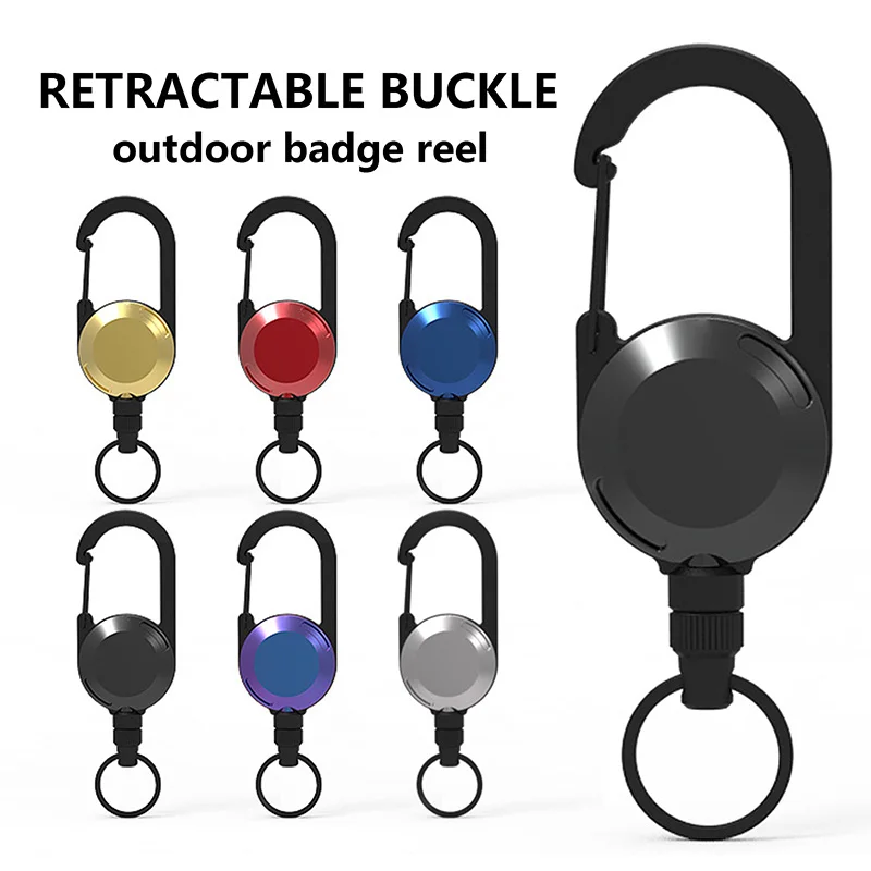 

2PCS Metal Retractable Outdoor Badge Reel ID Lanyard Name Tag Card Badge Holder Reels Mountaineering bBuckle Sports Keychain