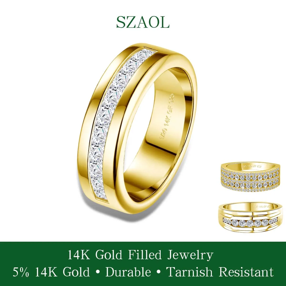 

Кольцо-обручалка из золота 14K с моассанитом огранки «Принцесса», выращенным в лаборатории, в оправе «канал», роскошное ювелирное украшение для любимого человека