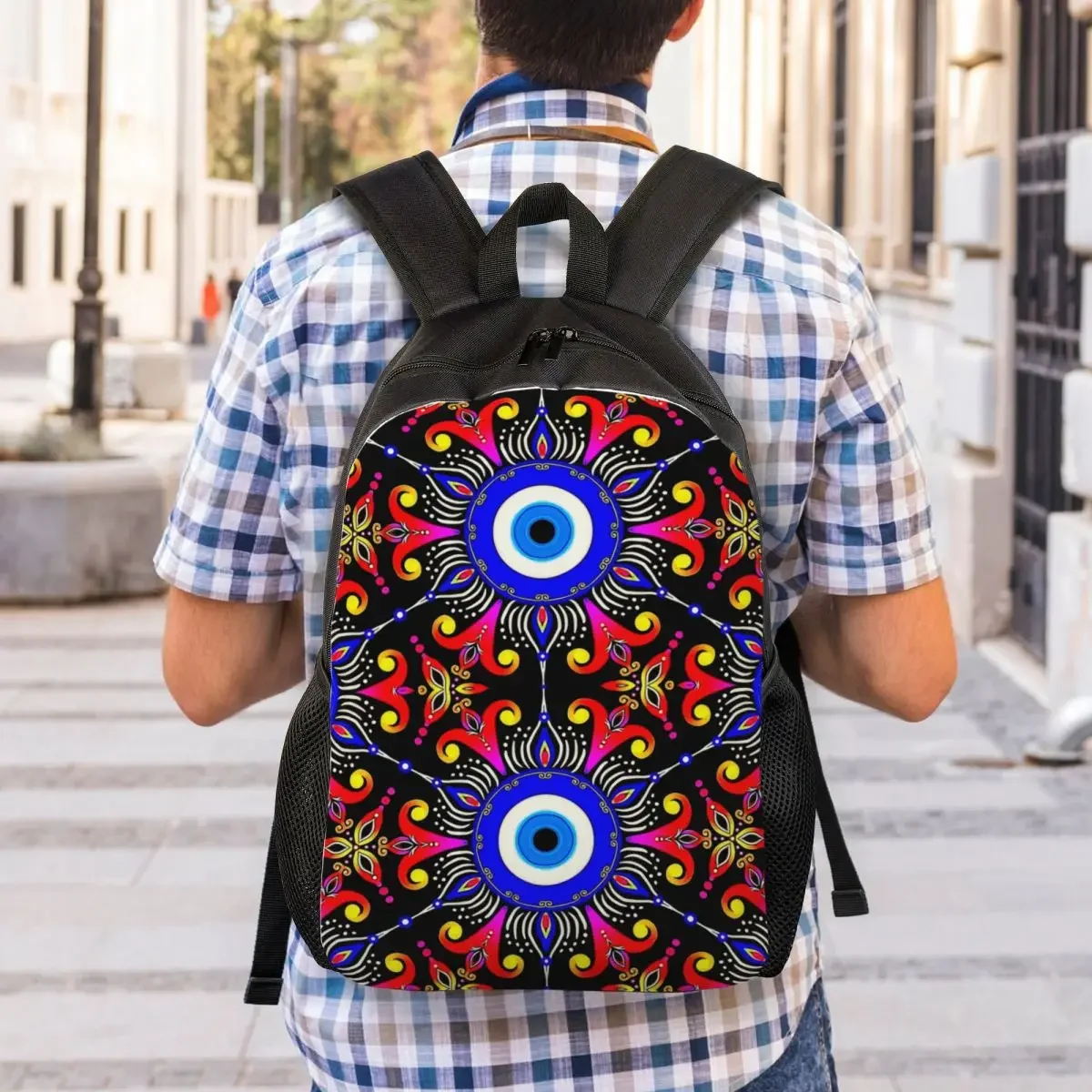 Custom Mediterranean Evil Eye Laptop Backpack Men Women Fashion Bookbag for School College Students Turkish Amulet Culture Bags