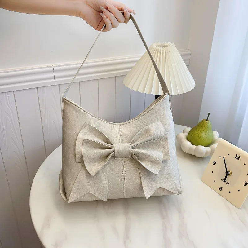 

​​Bow Accent Solid Square Bag Women Minimalist Structured Purse Pebbled Leather Lunch Date Ready Luxe​​