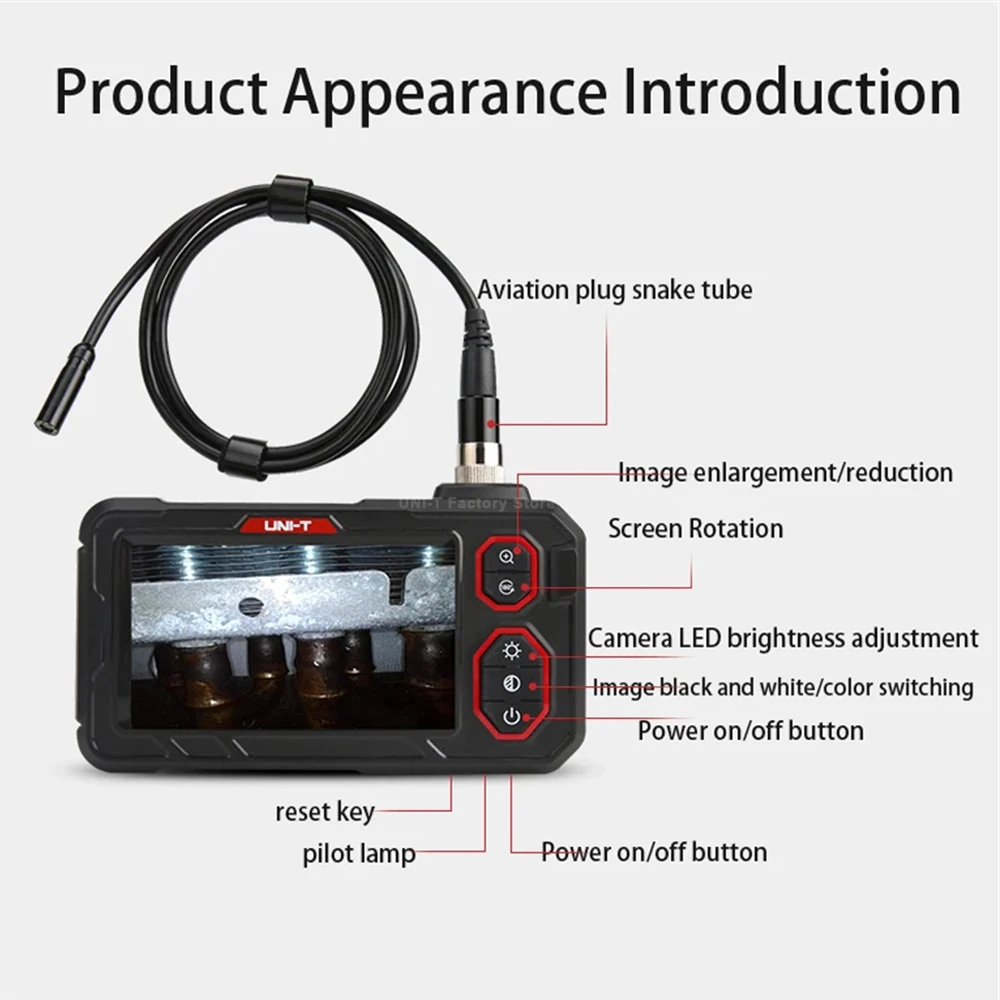 UNI-T UT667 المنظار الصناعي 4.3 بوصة IPS شاشة LCD المهنية المنظار الصناعي كاميرا التفتيش 1 متر 5 متر 10 متر أنبوب