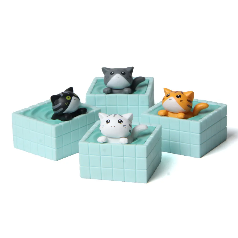 

Cute Bath Cat Resin Desk Dollhouse Decoration Figure Accessories Diy Fairy Garden Figurines Micro Landscape Miniature Ornament