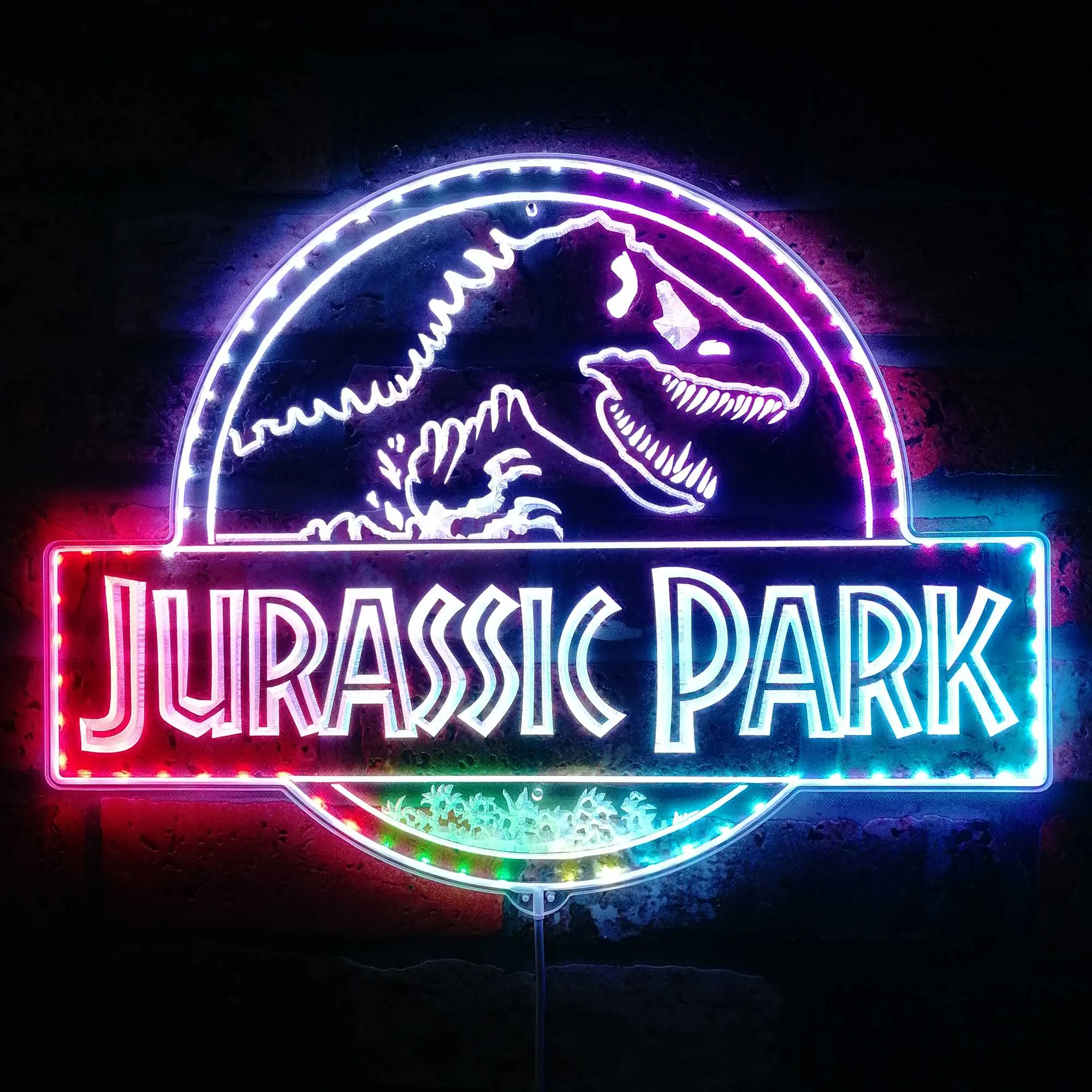 Jurassic Dinosaur Name Dynamic RGB Edge Lit LED Sign, Game Room Decor, Gaming Night Light