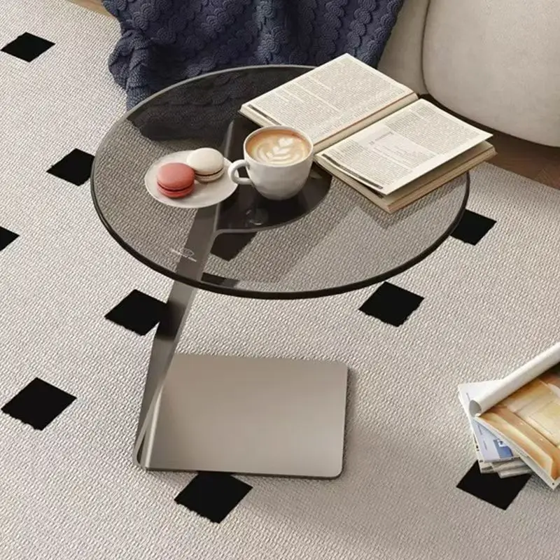 

Tempered glass coffee table, living room sofa, Italian side table, light luxury, modern simplicity, advanced minimalism, round t