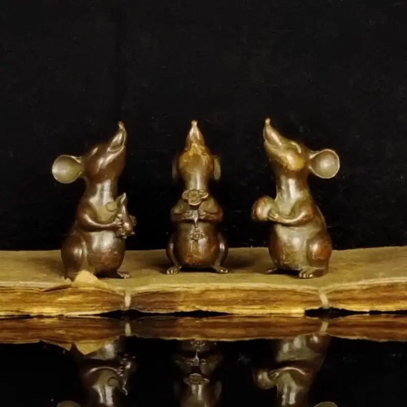 Antique-Style Cute Fortune Rat Figurine Pet Home Office Tea Ceremony Coffee Table Desktop Decoration Plaything