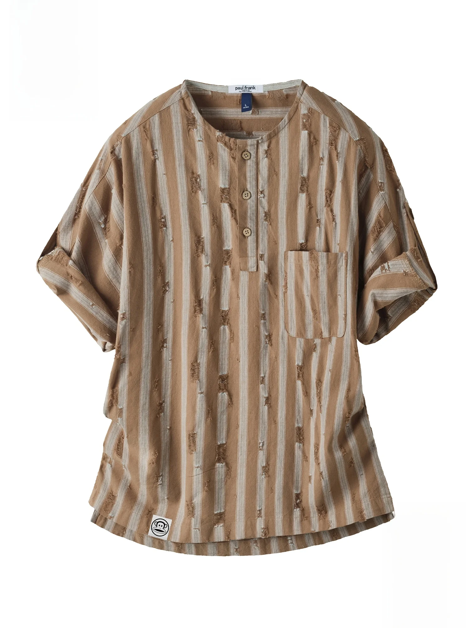 

PaulFrank Loose Fit ort Sve Casual irt Men's Summer Breathable Cool Feeling American Stripe Monkey Face irt