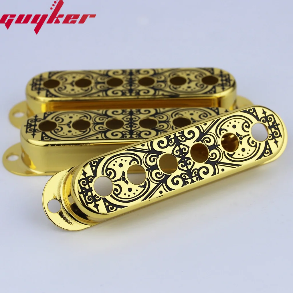 3pcs Single Coil Guitar Pickup Copper Cover Pole Spacing 52mm Window Flower Surface Available In Three Colors