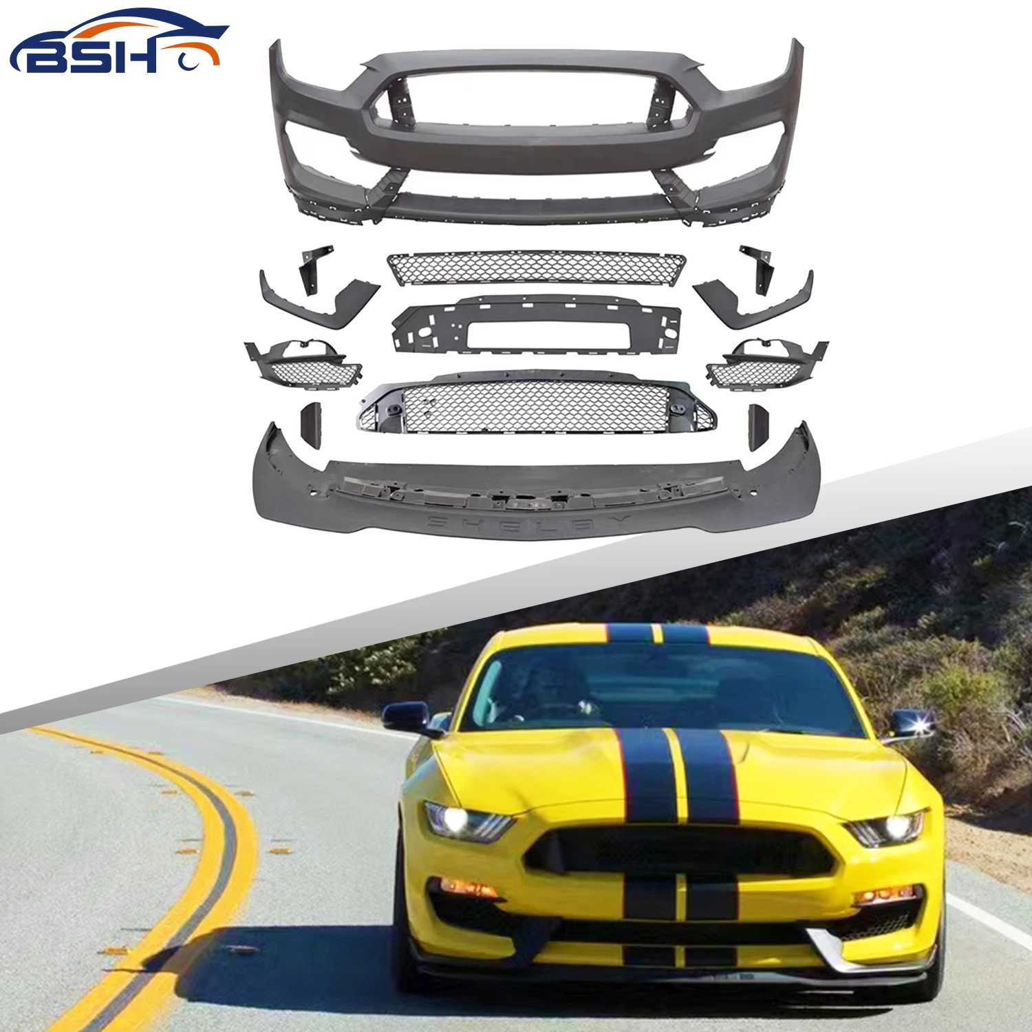 

GT350 R Style Car Bumper Body Kit Front Bumper Lip Grille for Mustang 2015-2017
