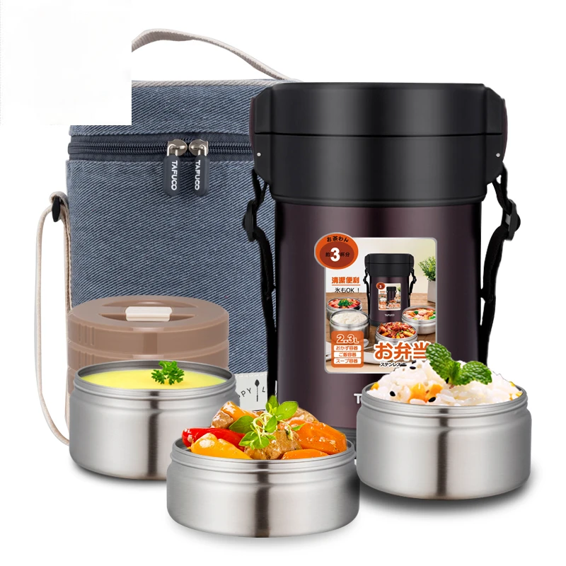 2.0L Tafuco Termos Para Comida Vacuum Thermal Fiambrera Tiffin Lunch Box Manufacturing Insulated Stainless Steel Food Container