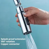 1pc 3 in1 Flexible Kitchen Faucet Sink Mixer Tap Sprayer Head Filtered Water Tap Black Replaceable Water Tap