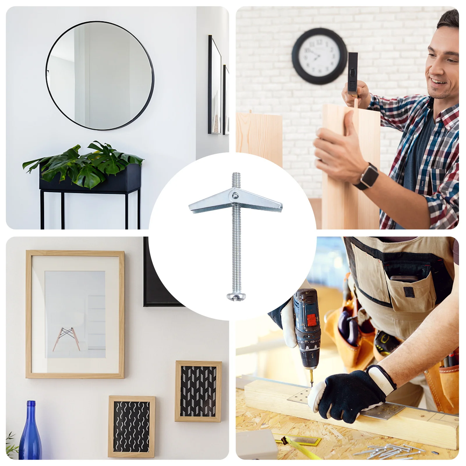 10 قطعة المراسي الحفر الذاتي الكربون الصلب المسمار دائم مقاومة للتآكل غير موصل منخفضة الاحتكاك سهلة التركيب معلقة