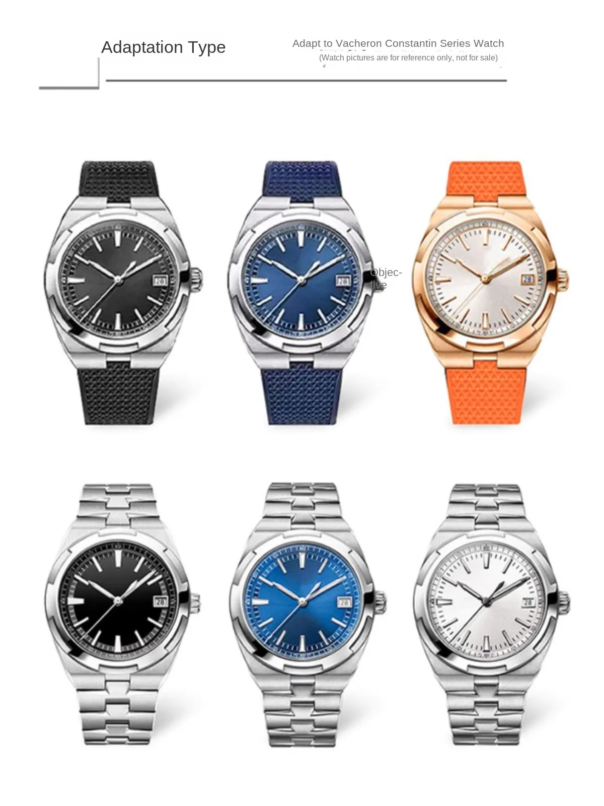 Pulseira de relógio de liberação rápida FKM original compatível com Vacheron Constantin Overseas 4500V/5500V/7900V Interface convexa