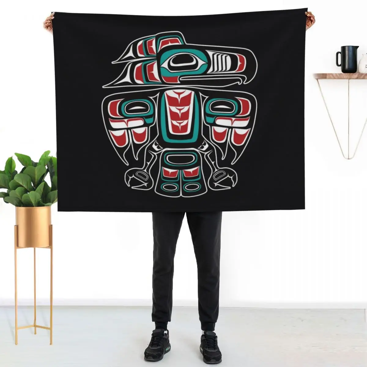 Haida Tlingit Native Raven Totem \t Throw Blanket Moving Fashion Sofas Extra Large Throw Sleeping Bag Tourist Blankets
