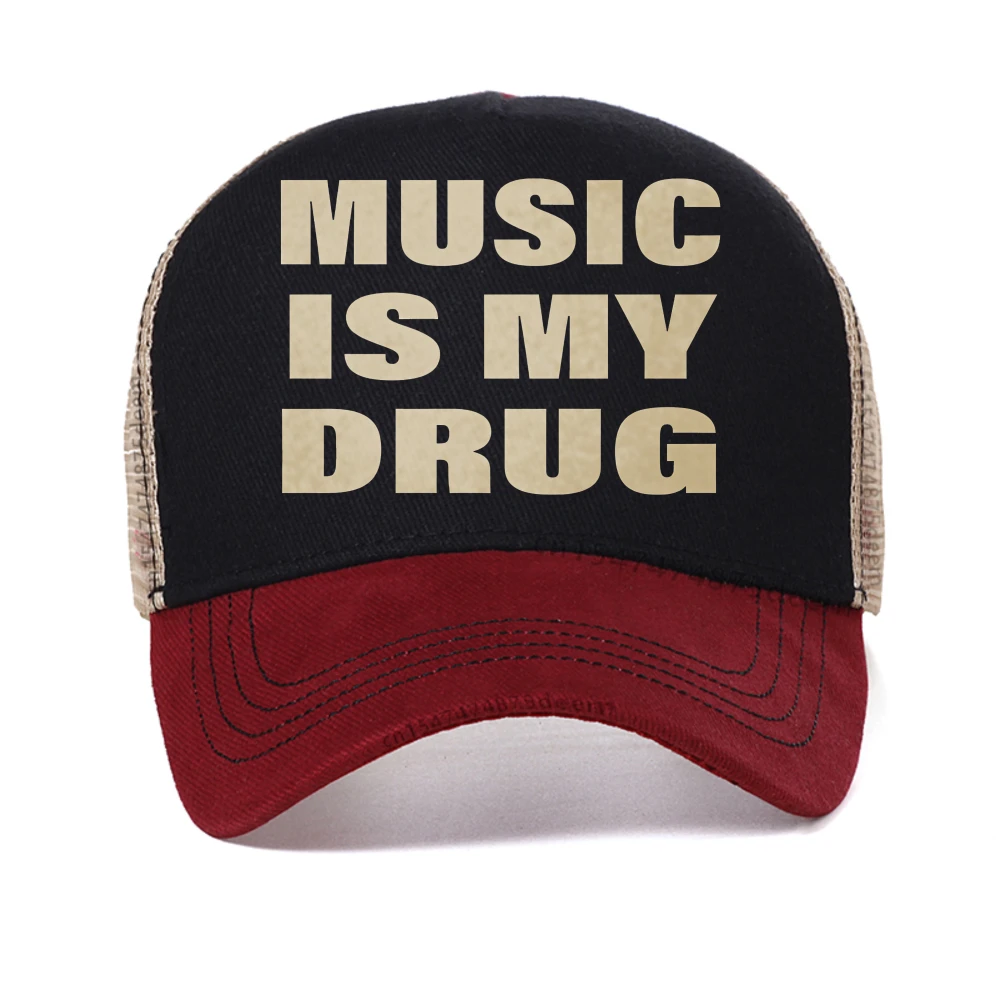 

Men Casual MUSIC IS MY DRUG Funny Print baseball cap Gothic Harajuku Hip Hop unisex caps fashion summer Breathable Snapback hat
