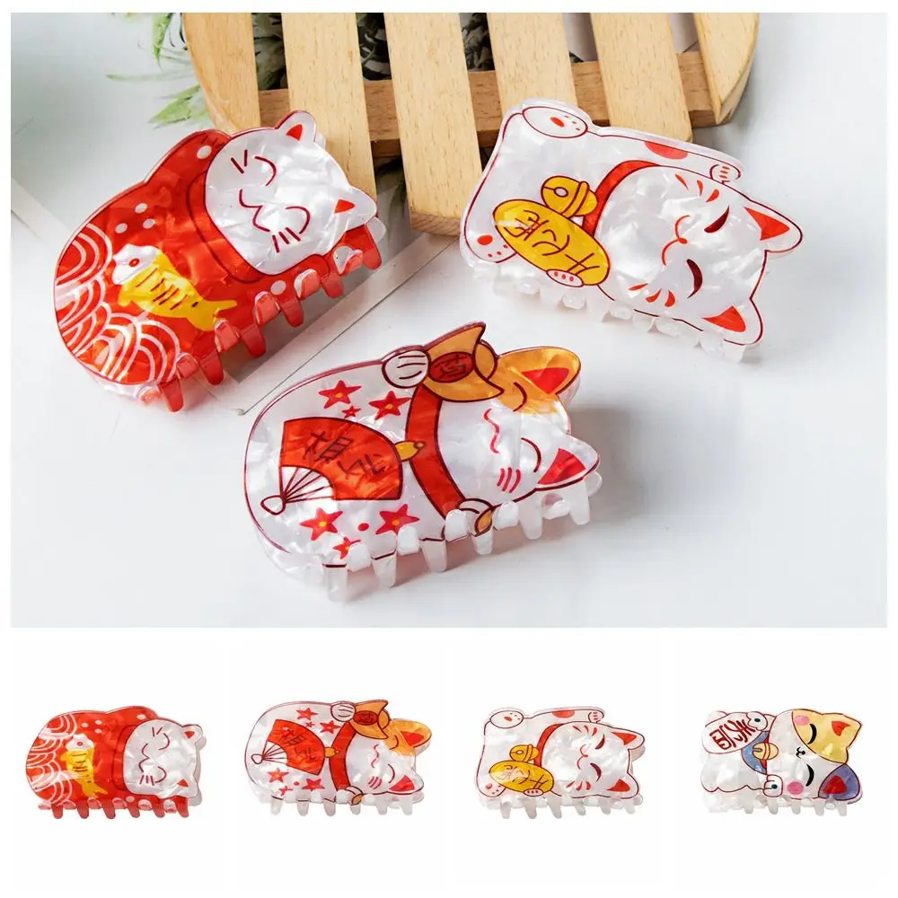 

Забавная заколка для волос с изображением рыбы и кошки, привлекающая удачу, буква, ацетатная заколка для волос, геометрическая заколка для волос большого размера с изображением акулы, вечерние