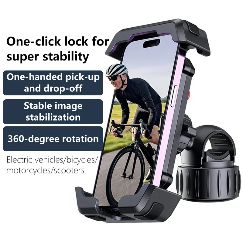

Motorcycle Bike Phone Holder Mount with Anti-Shake Silicone Shock Absorber 360° Rotation Corner Protection Supporter Navigation